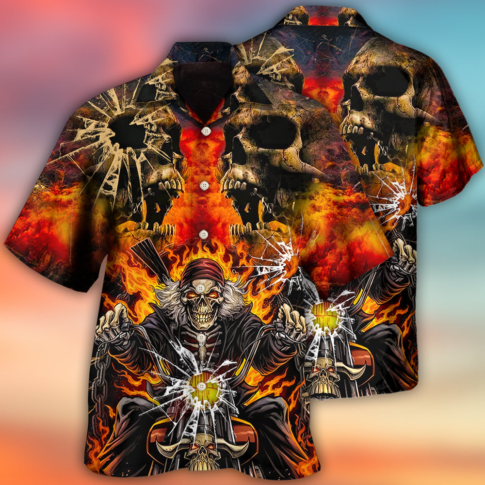 Skull Biker Style - Hawaiian Shirt - Reefox