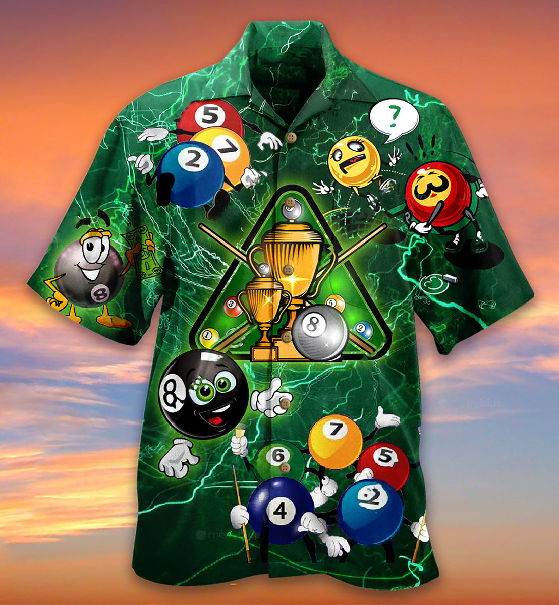 Billiard Lover Green Lightning - Hawaiian Shirt - Reefox