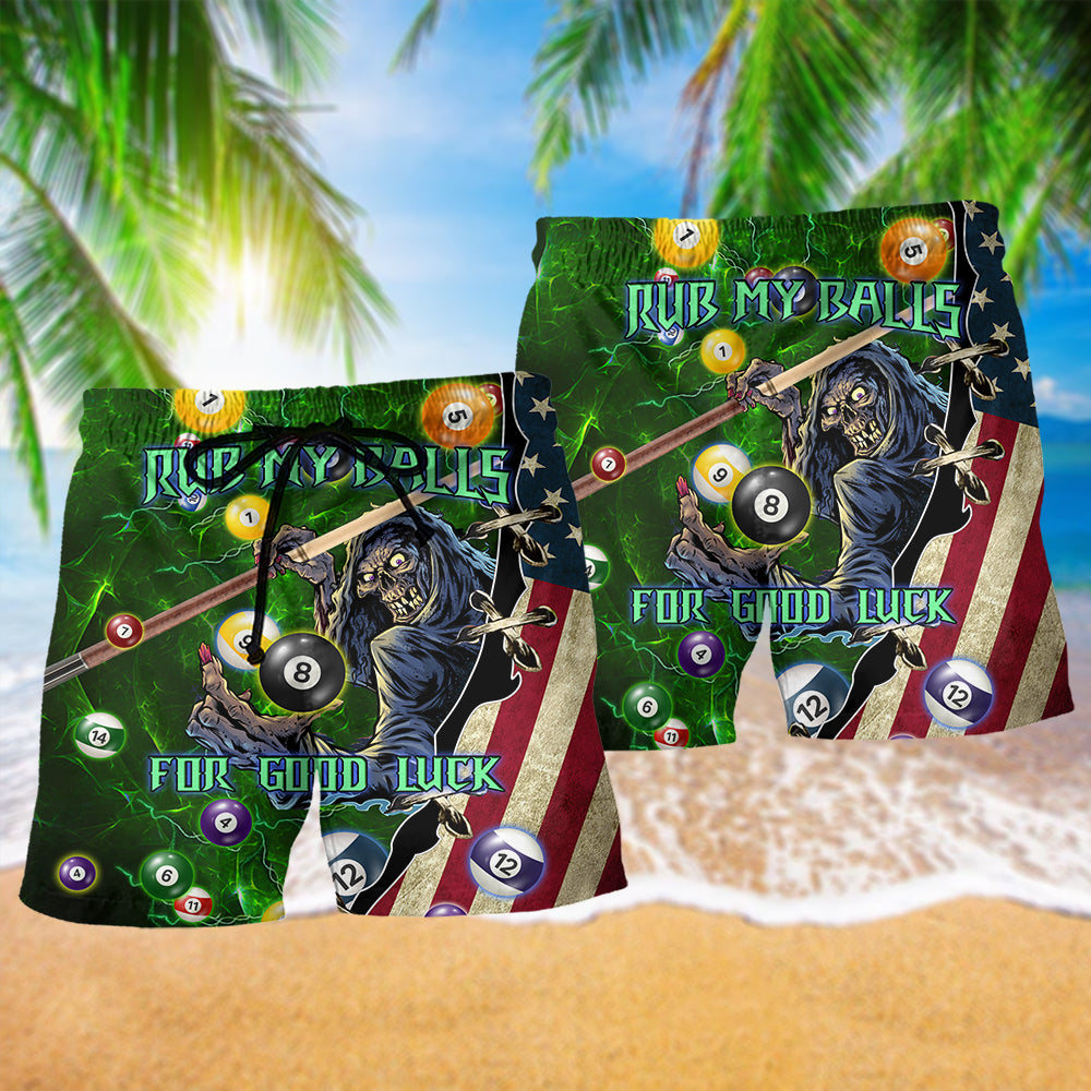 Billiard Rub My Balls For Good Luck - Beach Short Reefox - Owls Matrix LTD