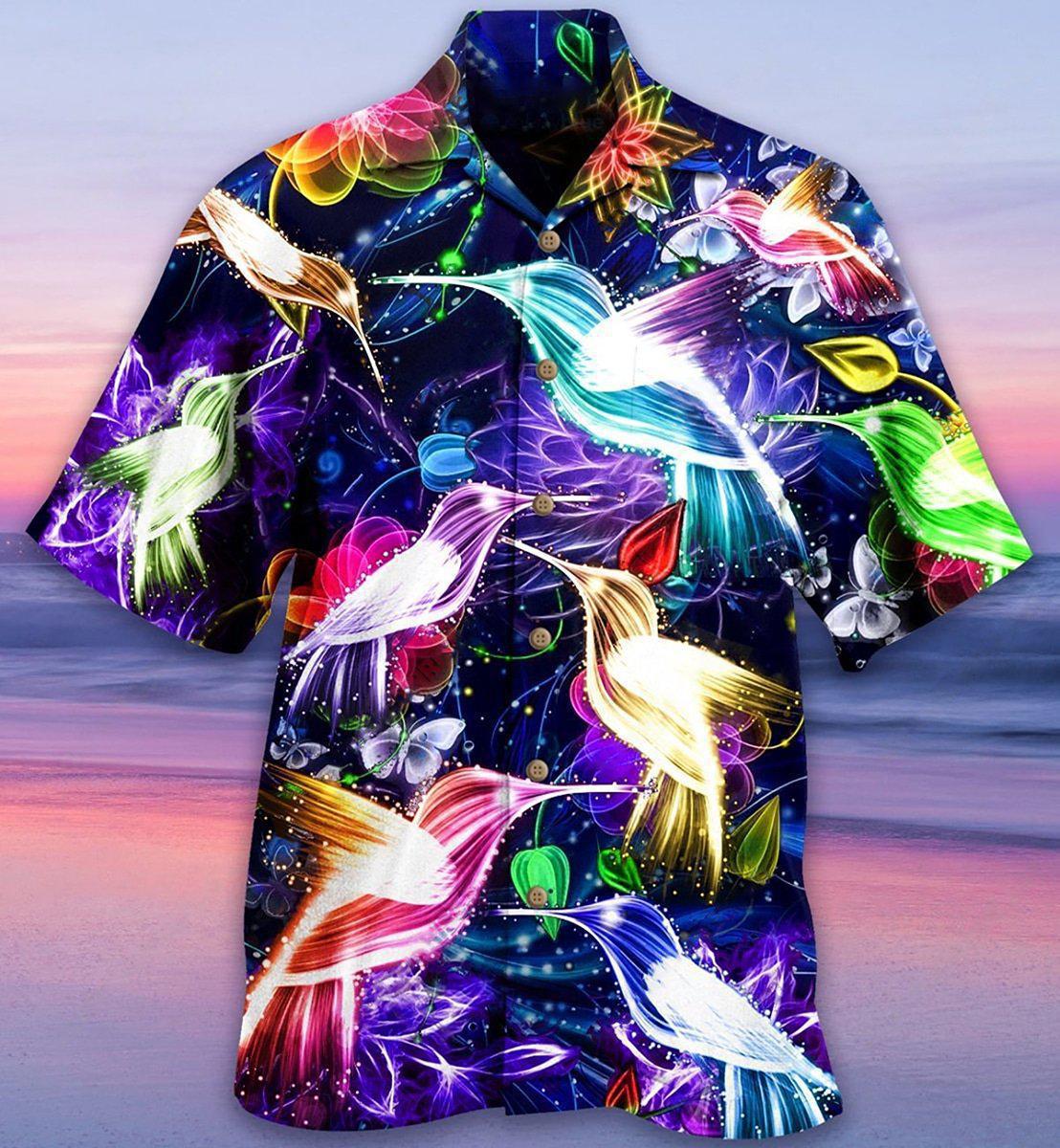 Hummingbird Neon Love Animals So Much - Hawaiian Shirt - Reefox