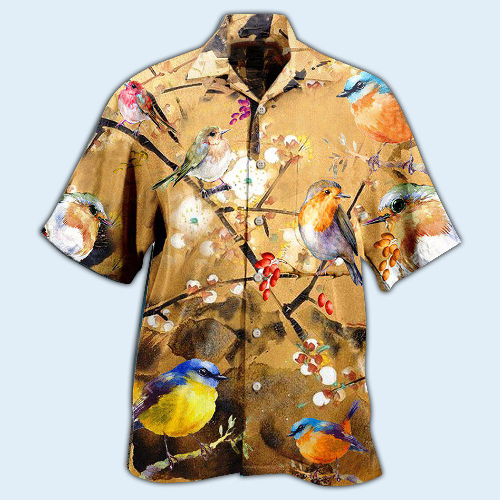 Robin The Bird Took Its Perch On A Tree Branch - Hawaiian Shirt - Reefox