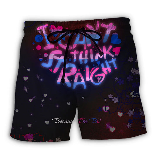 Beach Short / Adults / S LGBT Bisexual I Can't Think Straight Beacause I'm Bi - Beach Short Reefox - Owls Matrix LTD
