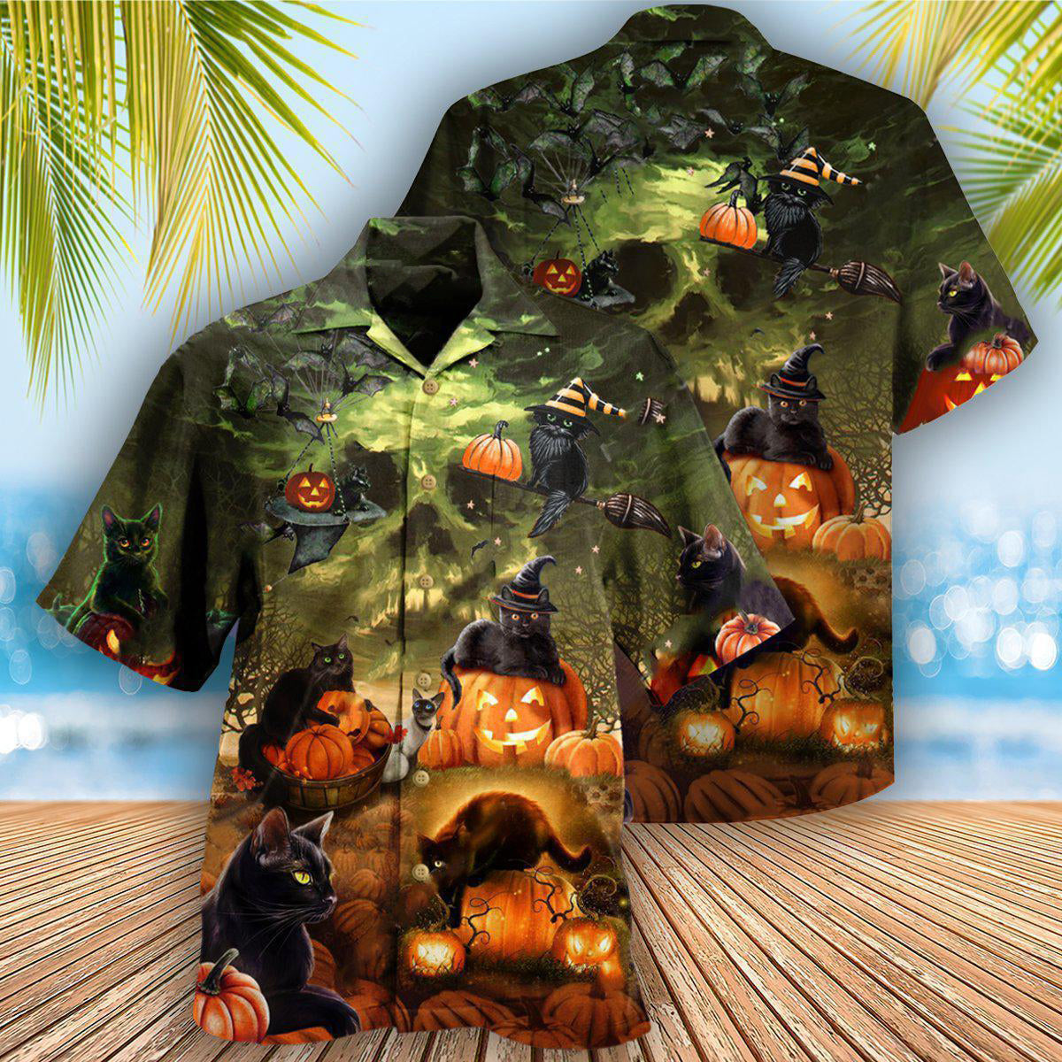 Halloween Black Cat May Luck Be Yours On Halloween - Hawaiian Shirt - Reefox
