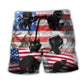 Beach Short / Adults / S Black Cat Independence Day America - Beach Short Reefox - Owls Matrix LTD