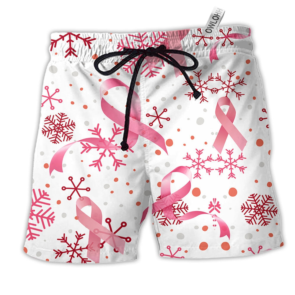 Beach Short / Adults / S Breast Cancer Pink Ribbon Merry Christmas - Beach Short Reefox - Owls Matrix LTD