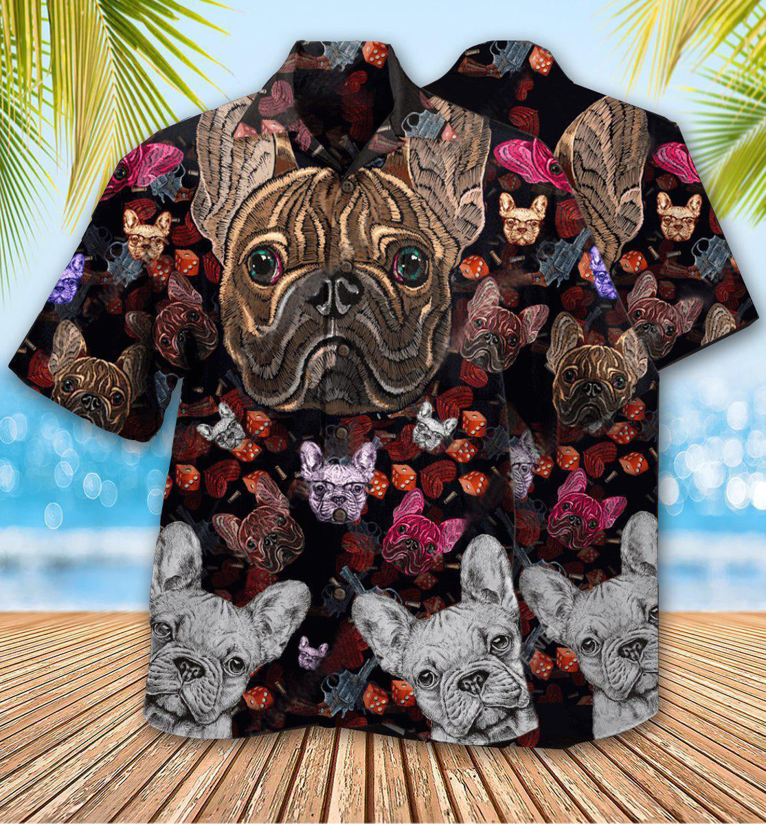 Bulldog Embroidery Cool - Hawaiian Shirt - Reefox