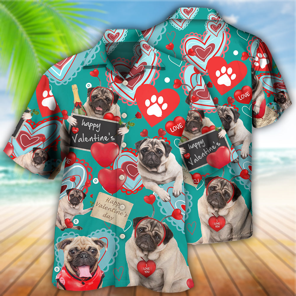 Bulldog Happy Valentine Love Paw - Hawaiian Shirt - Reefox