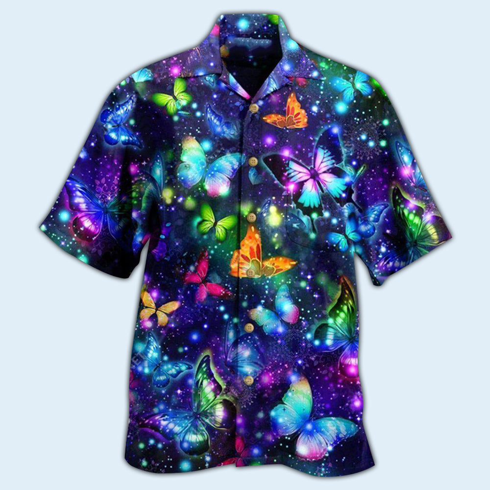 Butterfly Colorful In Dark - Hawaiian Shirt - Reefox