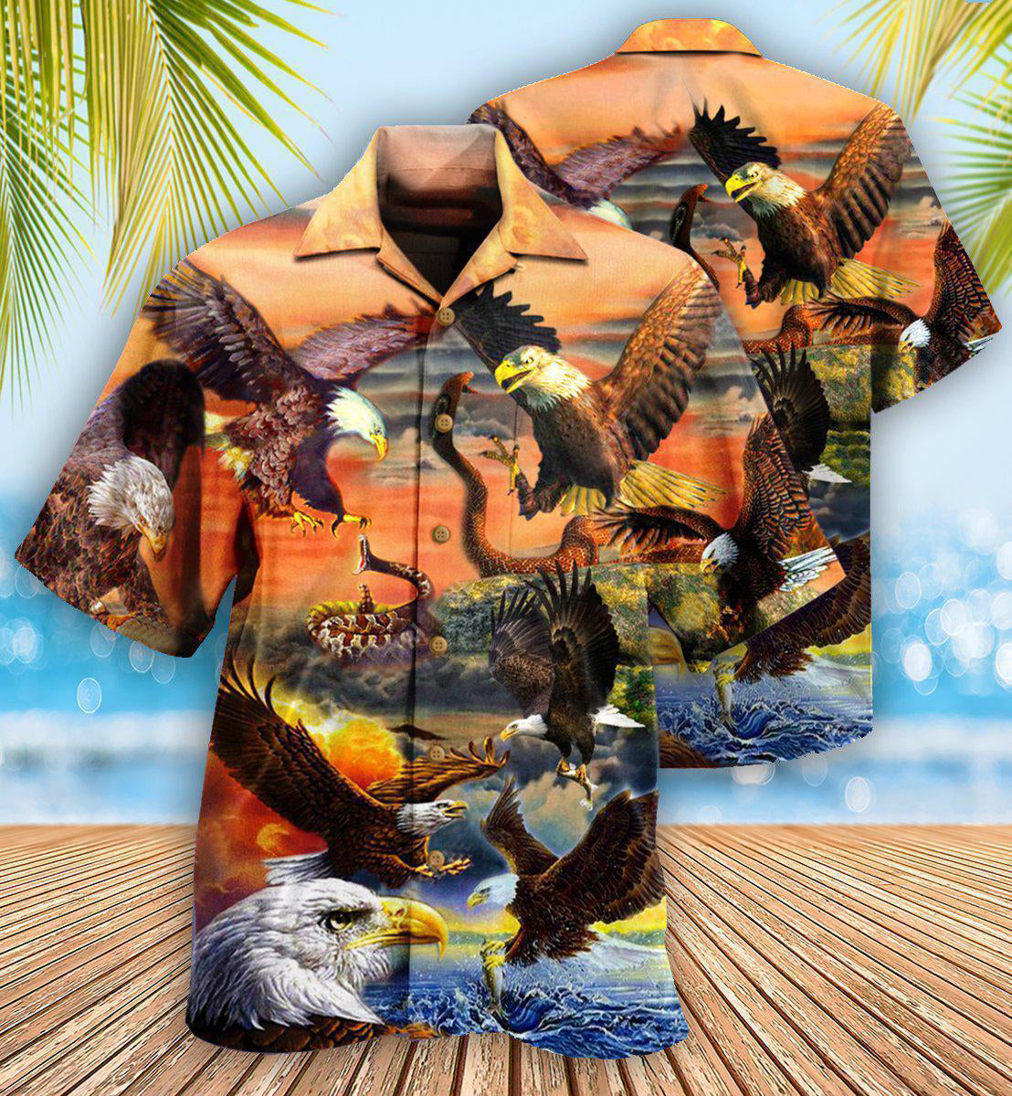 Eagle By Blood A Hunter By Heart A King Of Sunset Sky - Hawaiian Shirt - Reefox