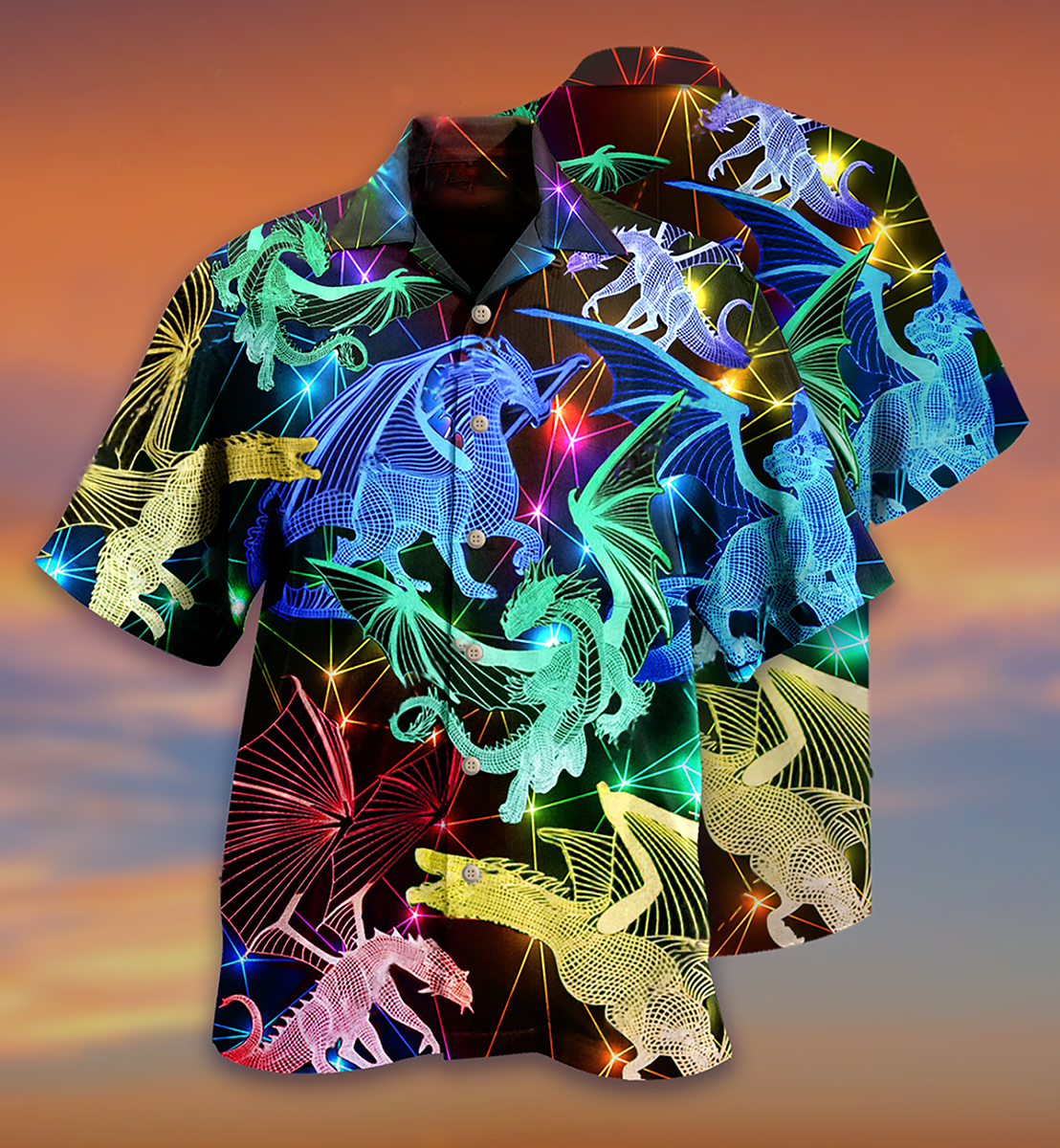 Dragon Neon Love Life Neon Style - Hawaiian Shirt - Reefox