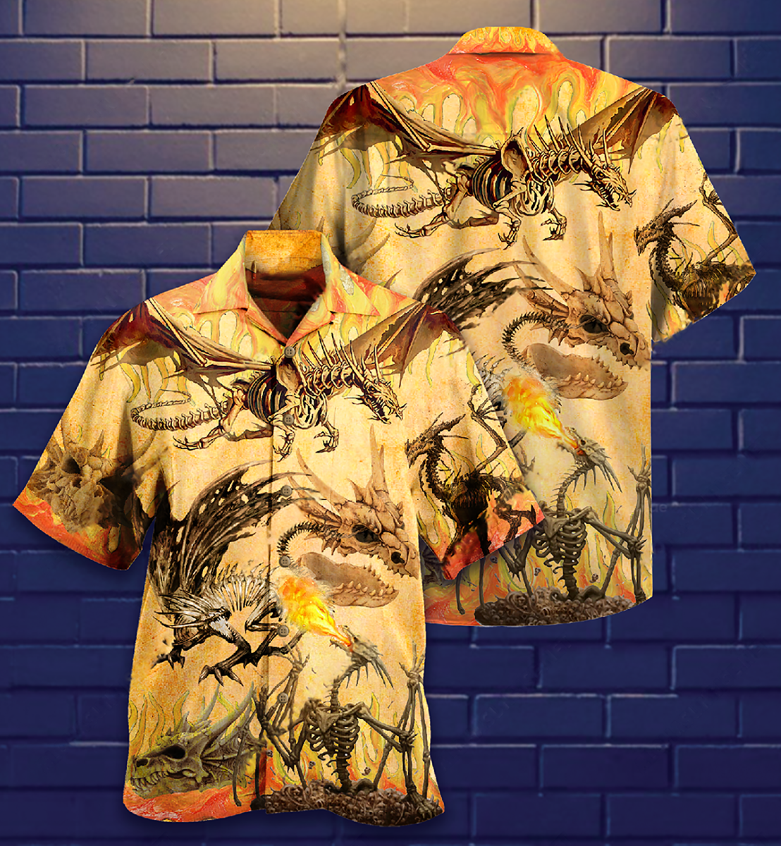 Dragon Skull Fighting On Desert - Hawaiian Shirt - Reefox