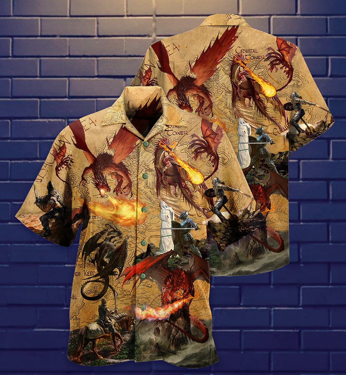 Dragon Love Life Fighting The Knights - Hawaiian Shirt - Reefox