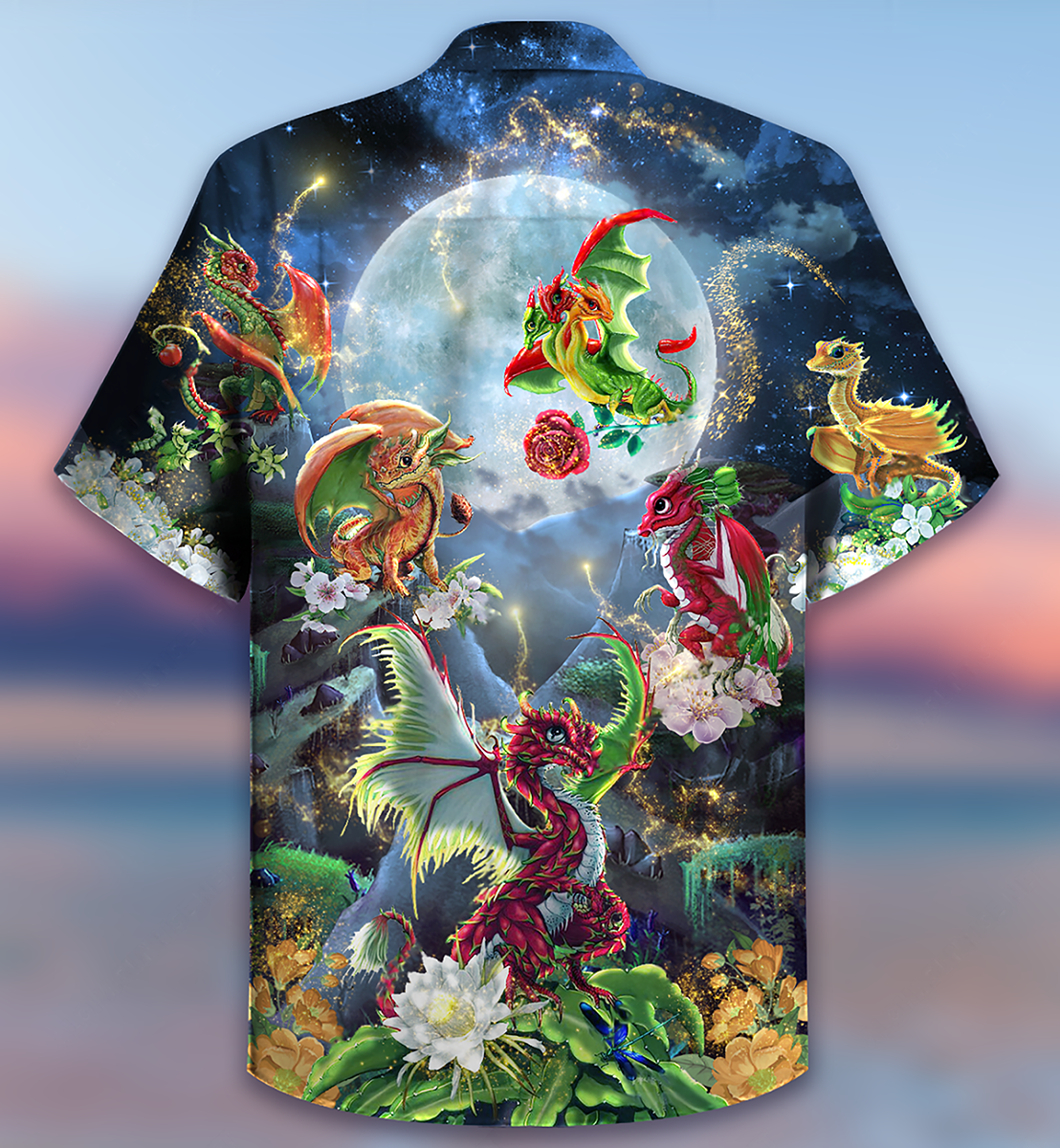 Dragon Flowers Love Life To The Moon - Hawaiian Shirt - Reefox