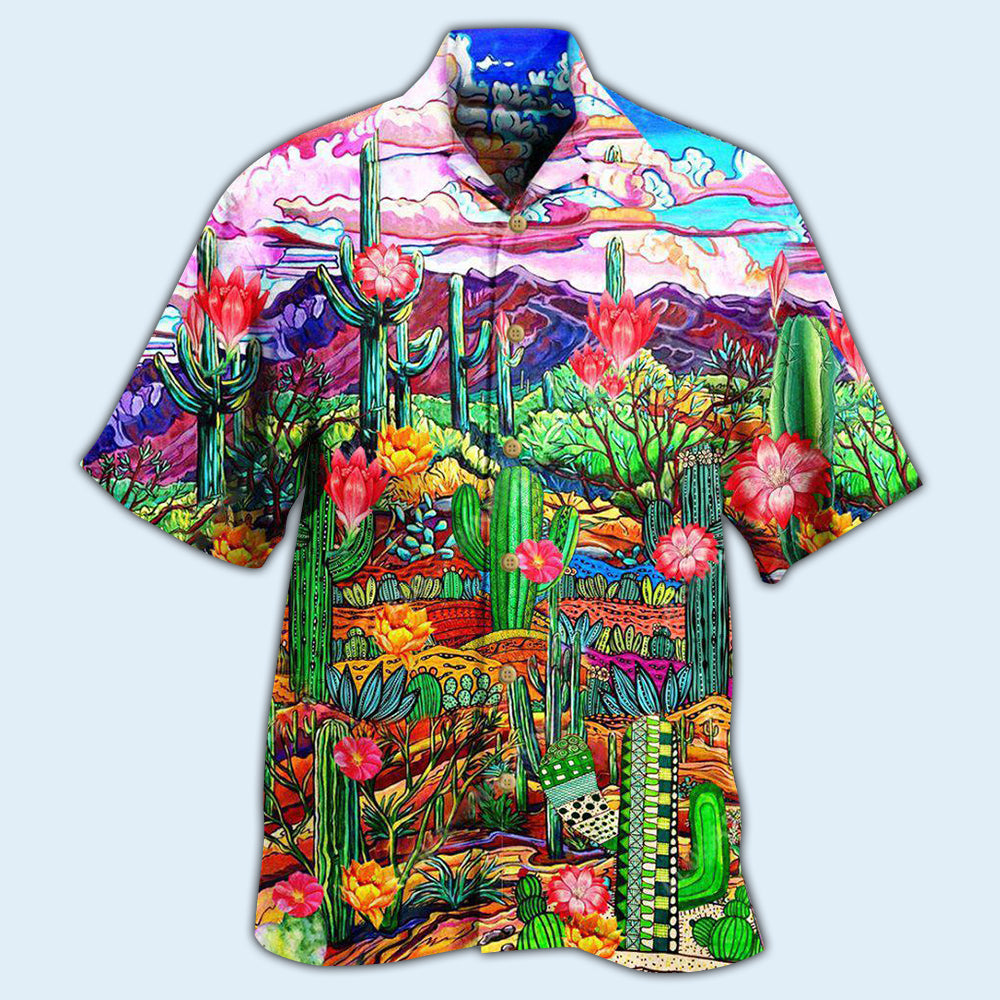 Cactus Flower On The Field Sky - Hawaiian Shirt - Reefox