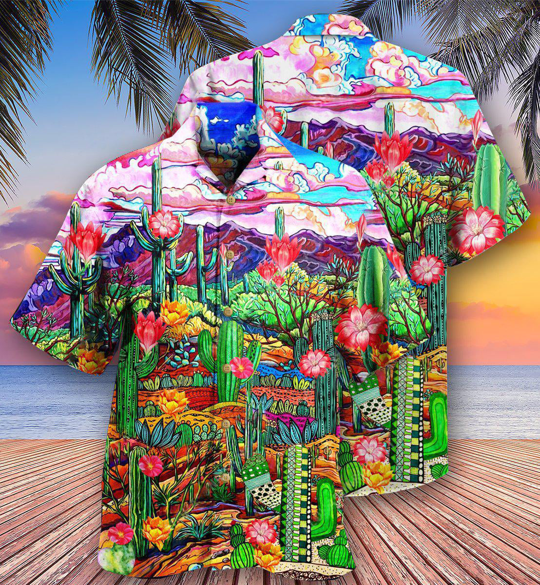Cactus Flower On The Field Sky - Hawaiian Shirt - Reefox