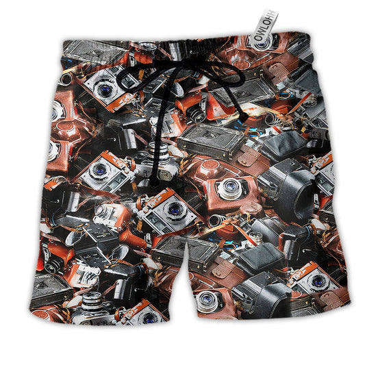 Beach Short / Adults / S Camera Retro Love Life Vintage - Beach Short Reefox - Owls Matrix LTD