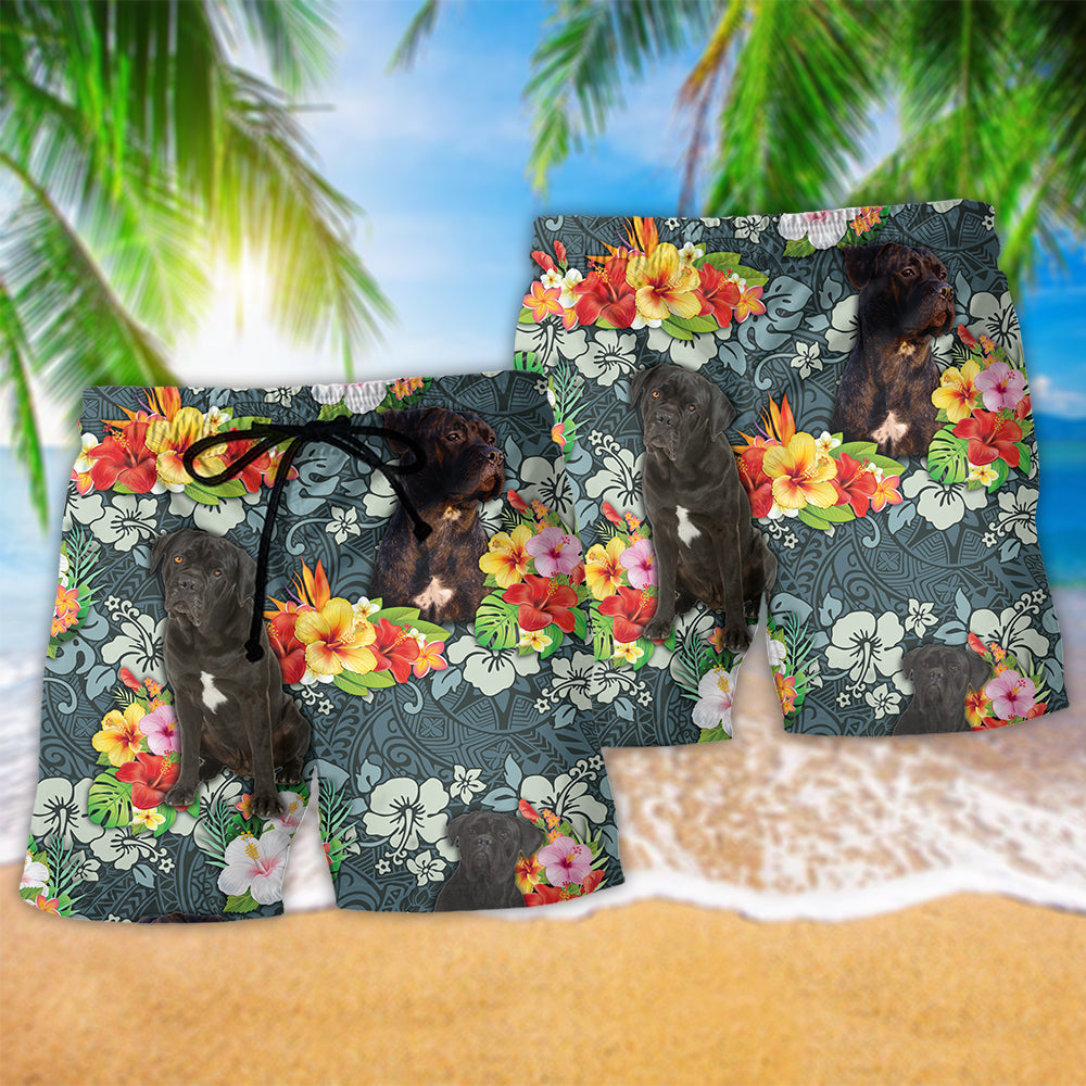 Cane Corso Dog Lover Tropical Floral - Beach Short Reefox - Owls Matrix LTD