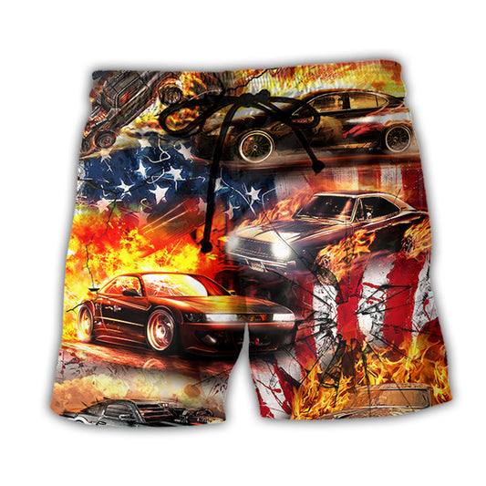 Beach Short / Adults / S Car Independence Day Fire - Beach Short Reefox - Owls Matrix LTD