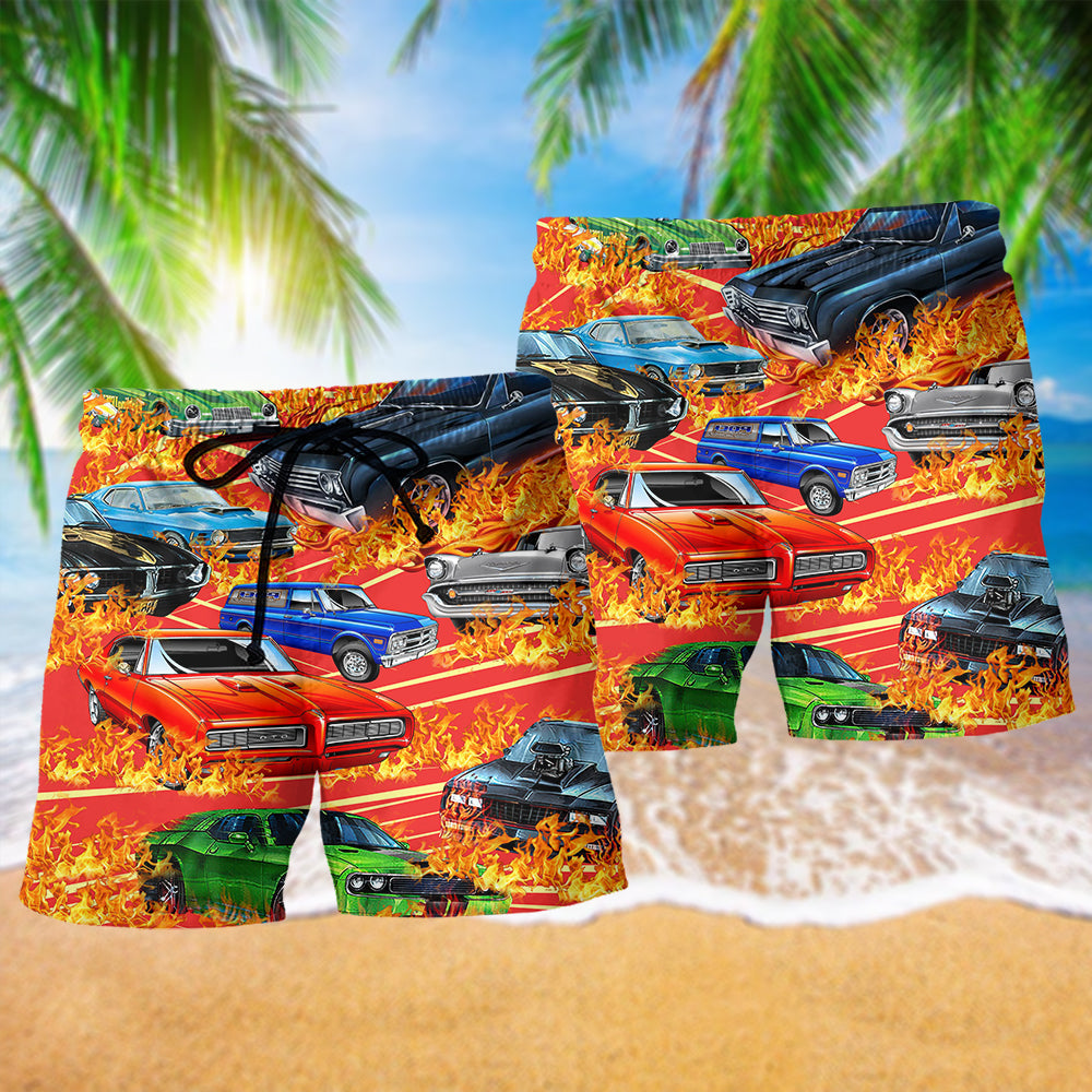 Car On Fire Amazing Style - Beach Short Reefox - Owls Matrix LTD