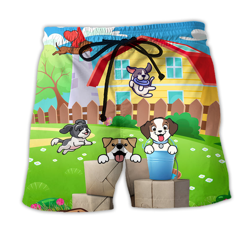 Beach Short / Adults / S Cartoon Funny Dog - Beach Short Reefox - Owls Matrix LTD