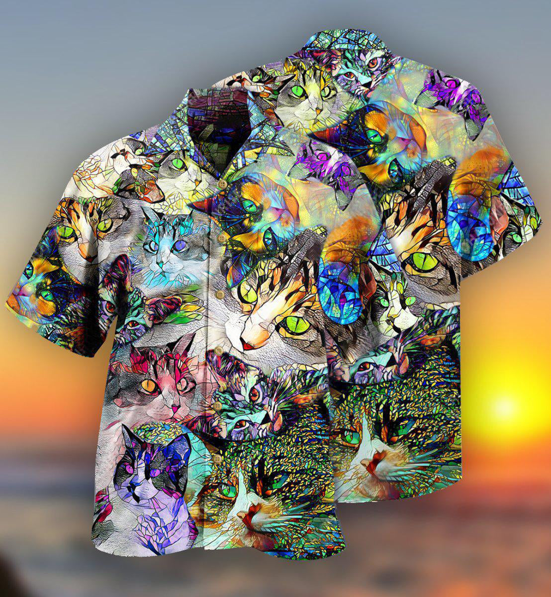 Cat Amazing Stained Glass - Hawaiian Shirt - Reefox