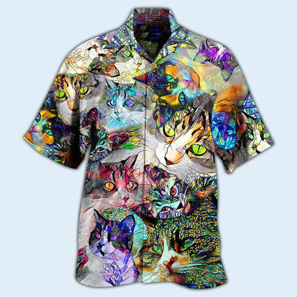Cat Amazing Stained Glass - Hawaiian Shirt - Reefox