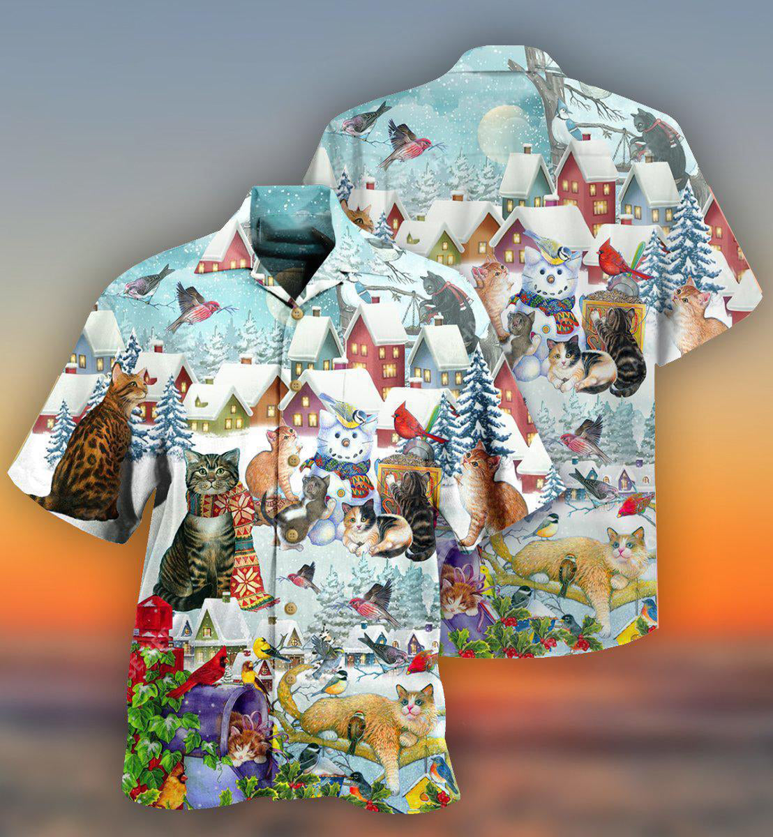 Cat Bird Winter Beautiful - Hawaiian Shirt - Reefox