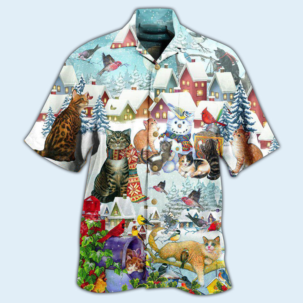 Cat Bird Winter Beautiful - Hawaiian Shirt - Reefox