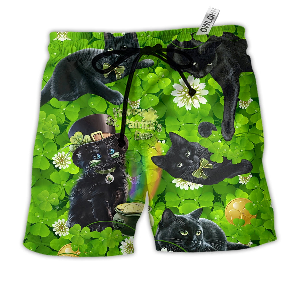 Beach Short / Adults / S Cat Black Cats Love Green - Beach Short Reefox - Owls Matrix LTD