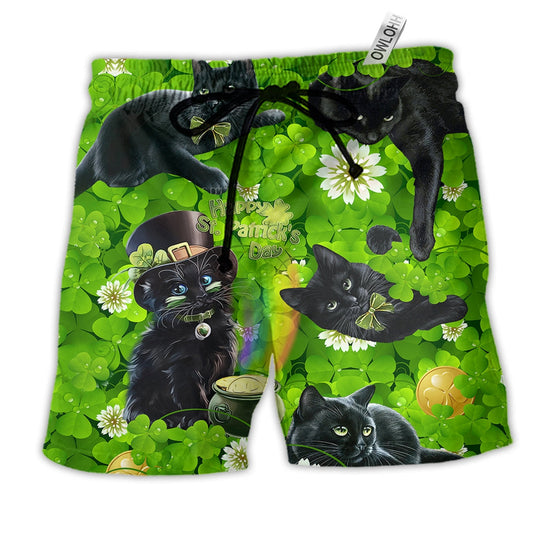 Beach Short / Adults / S Cat Black Cats Love Green - Beach Short Reefox - Owls Matrix LTD