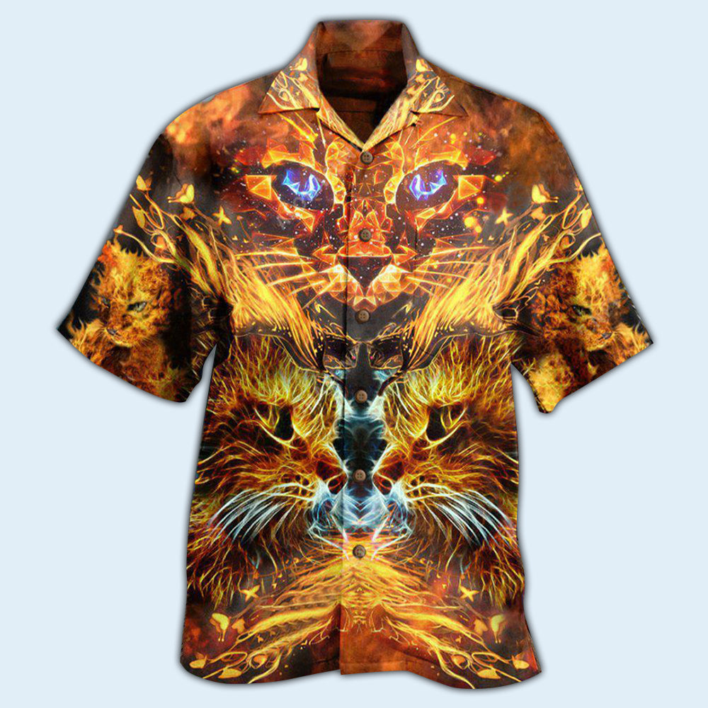 Cat Cool Flaming Cat - Hawaiian Shirt - Reefox