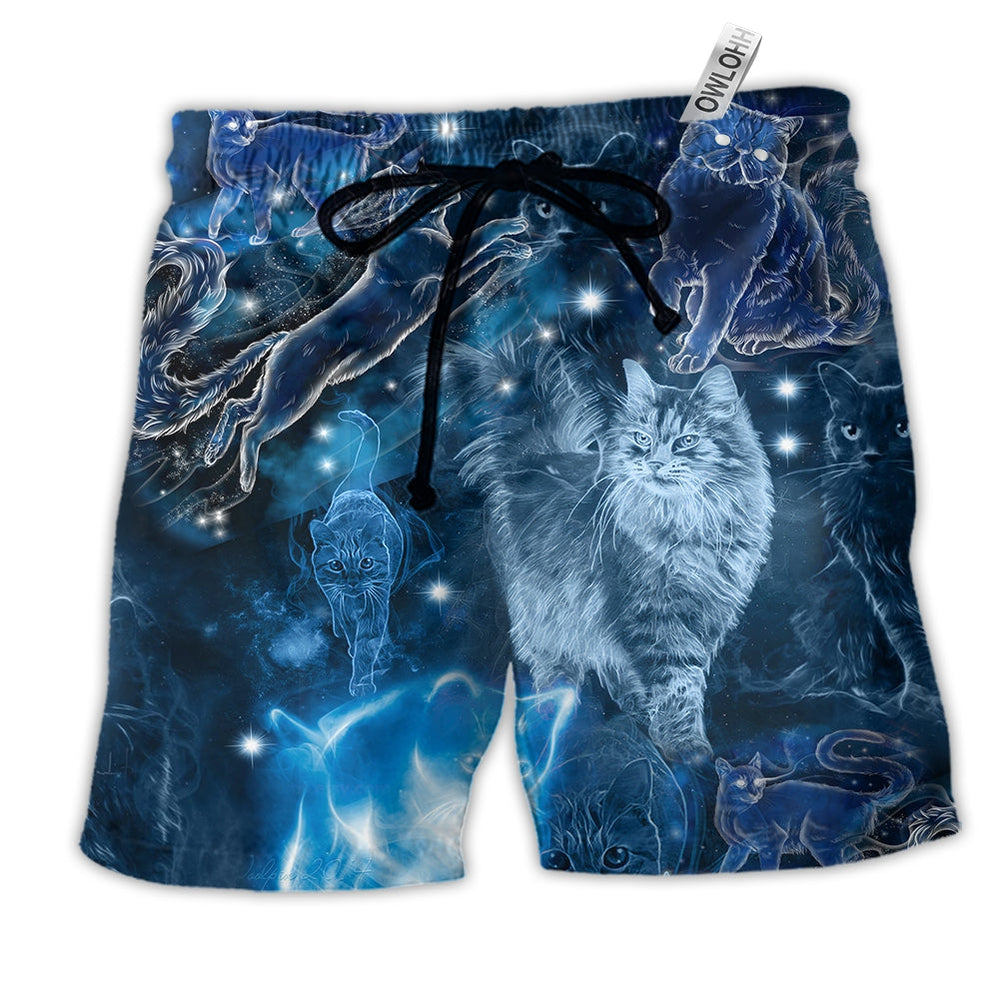 Beach Short / Adults / S Cat Love Blue Neon - Beach Short Reefox - Owls Matrix LTD