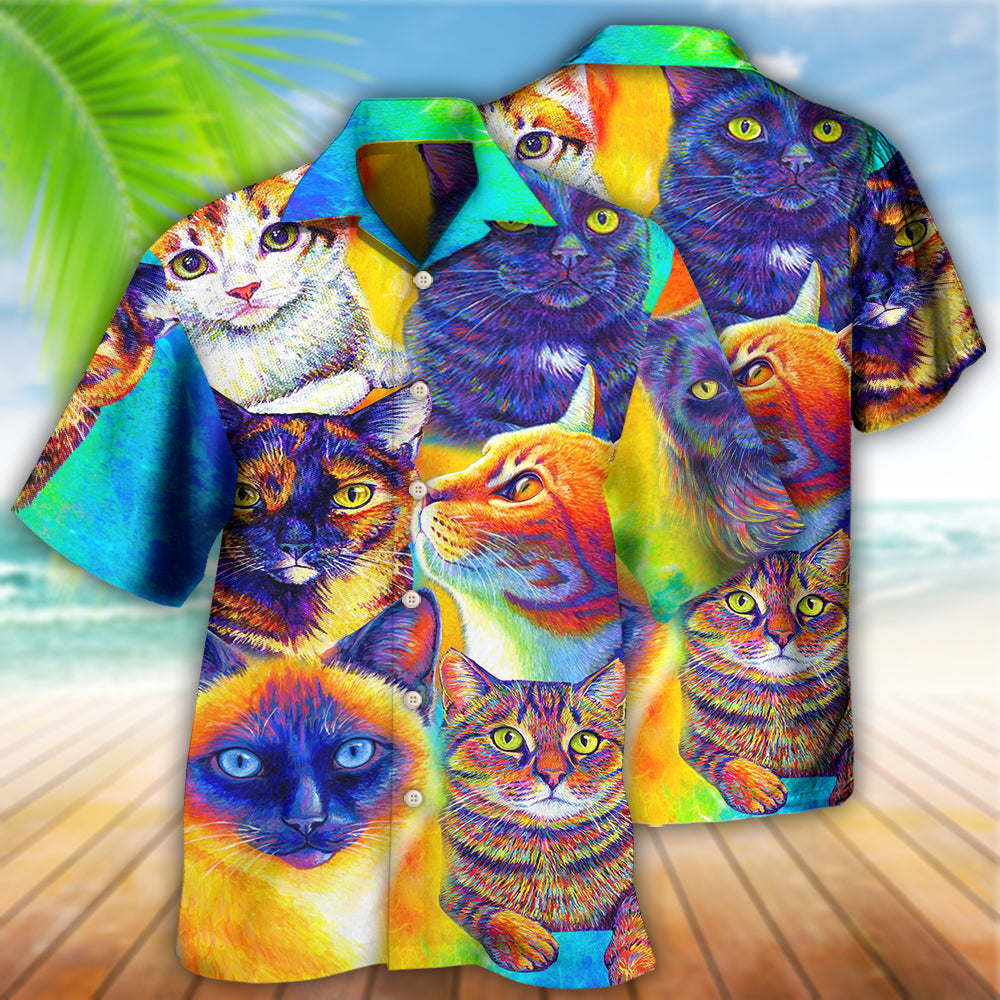 Cat Love Life Colorful Style - Hawaiian Shirt - Reefox