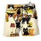 Beach Short / Adults / S Cat Loves Dinner Style - Beach Short Reefox - Owls Matrix LTD