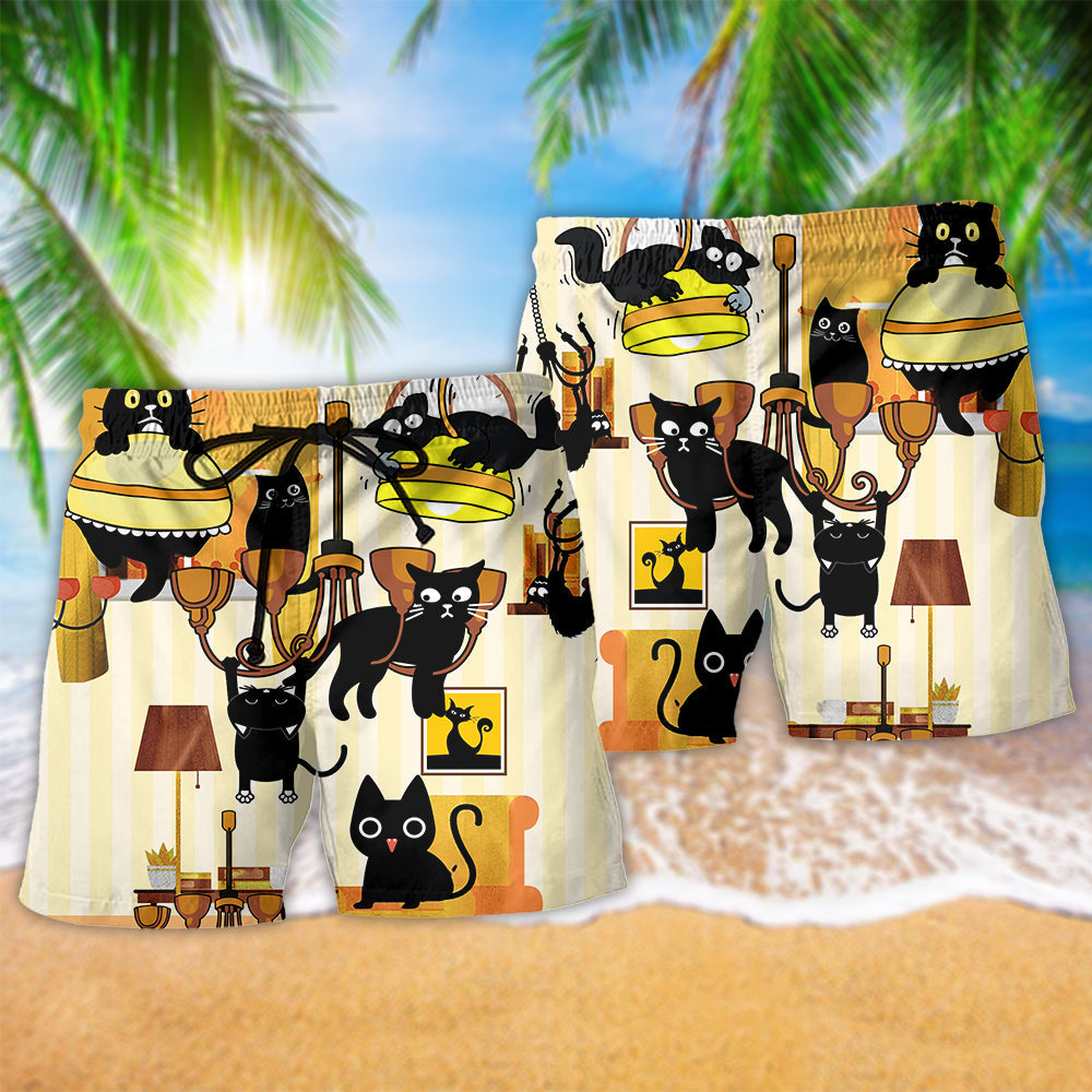 Cat Loves Dinner Style - Beach Short Reefox - Owls Matrix LTD