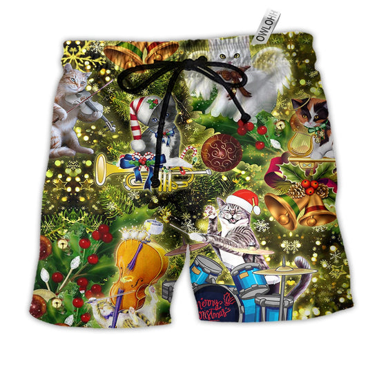 Beach Short / Adults / S Cat Merry Christmas Angel - Beach Short Reefox - Owls Matrix LTD