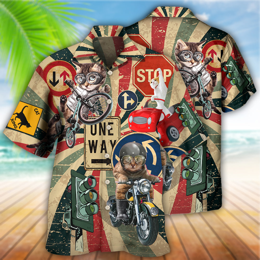 Cat On My Way Funny - Hawaiian Shirt - Reefox