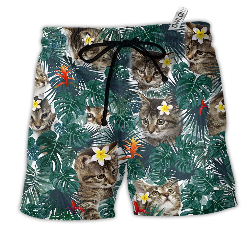 Beach Short / Adults / S Cat Powered By Cat Sand Hawaii Tropical - Beach Short Reefox - Owls Matrix LTD