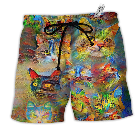 Beach Short / Adults / S Cat So Colorful Lover - Beach Short Reefox - Owls Matrix LTD
