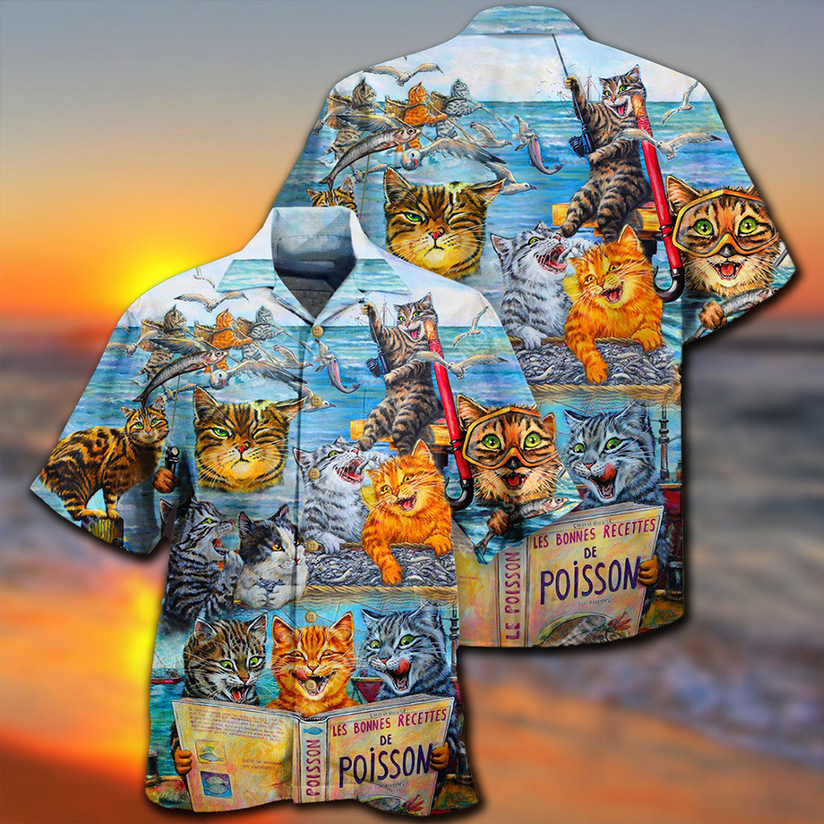Cat Taught Man To Fish And Bring It To Them - Hawaiian Shirt - Reefox