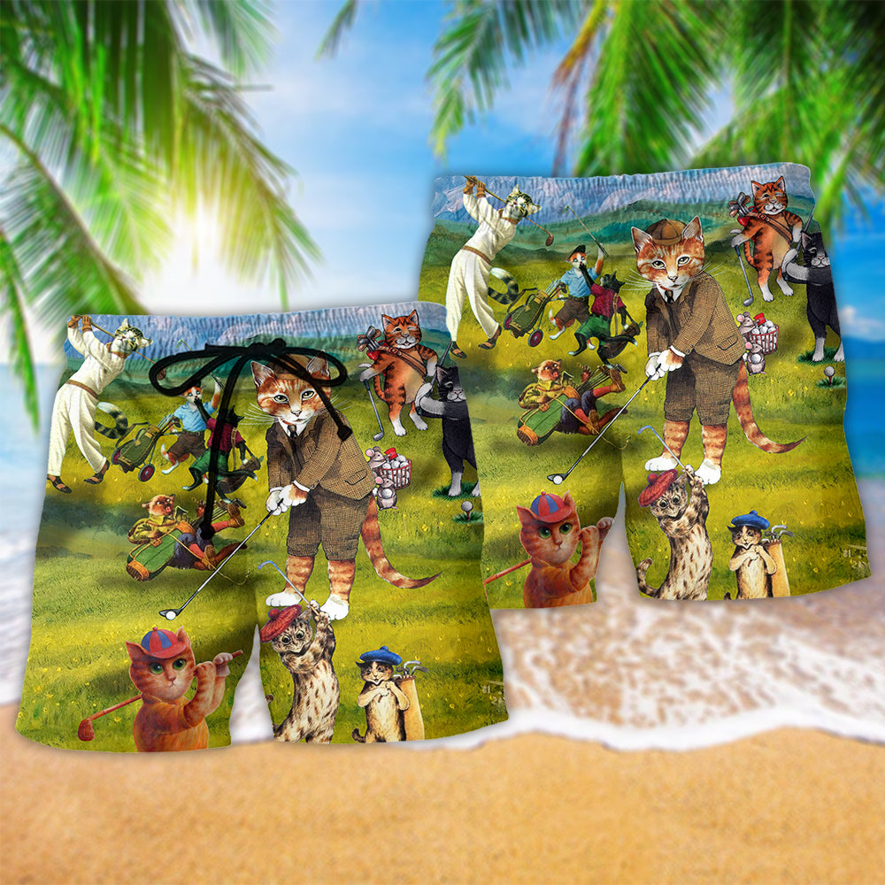 Cat That What I Do I Play Golf And I Know Thing - Beach Short Reefox - Owls Matrix LTD