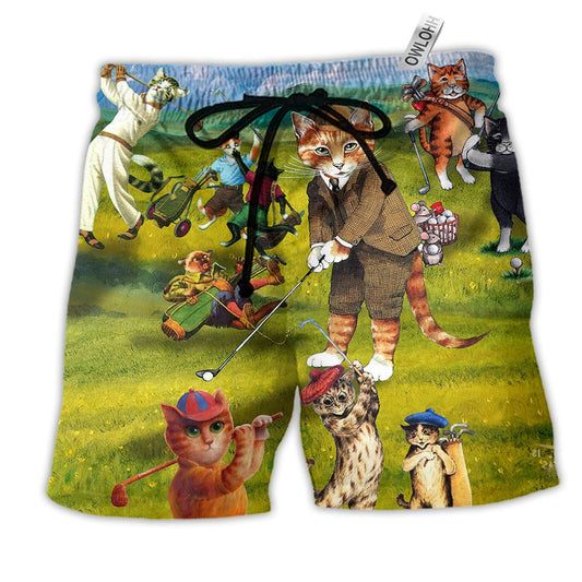 Beach Short / Adults / S Cat That What I Do I Play Golf And I Know Thing - Beach Short Reefox - Owls Matrix LTD