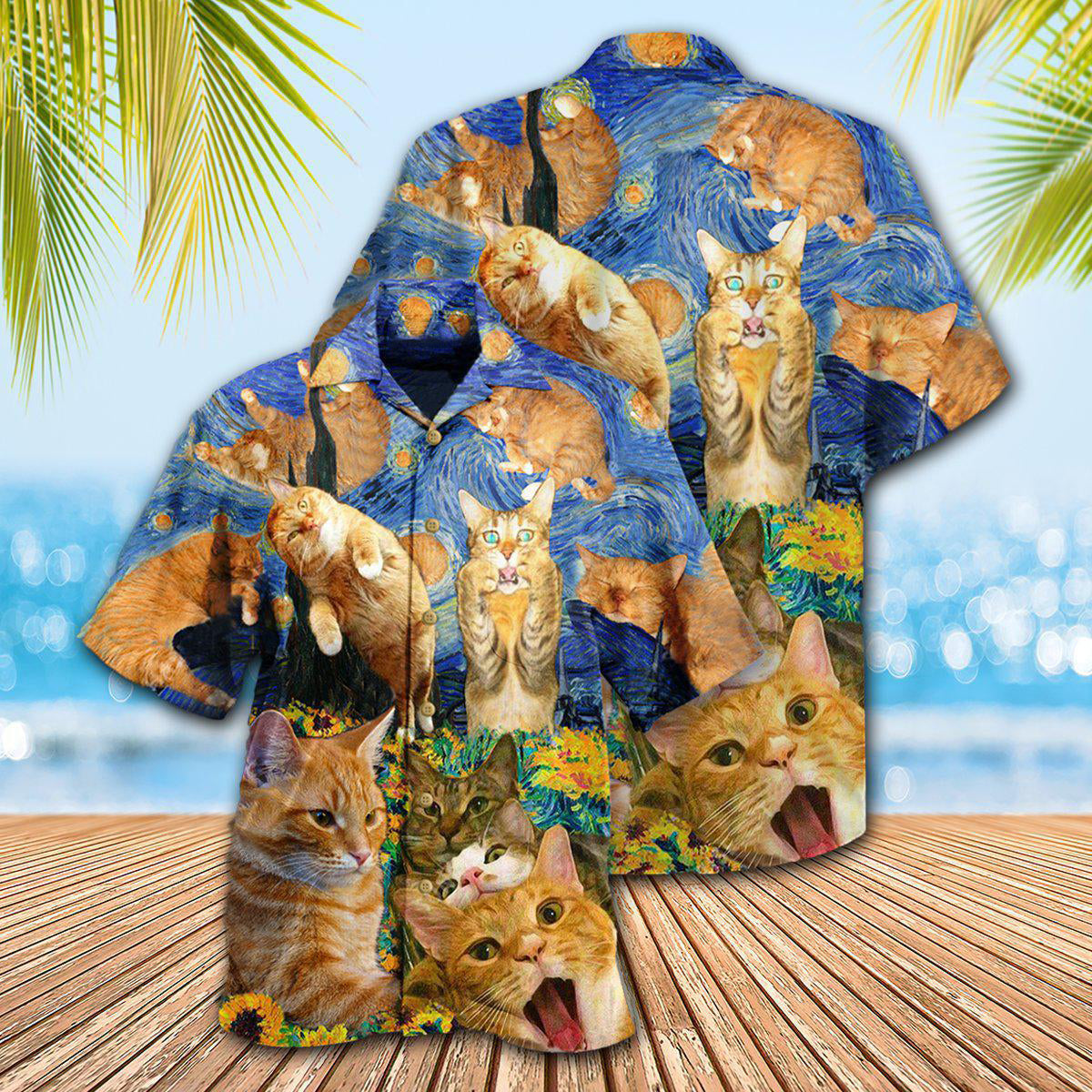 Cat The Sight Of Stars Makes Cat Dream - Hawaiian Shirt - Reefox