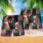 Black Cat Love Flowers Colorfull - Beach Short Reefox - Owls Matrix LTD