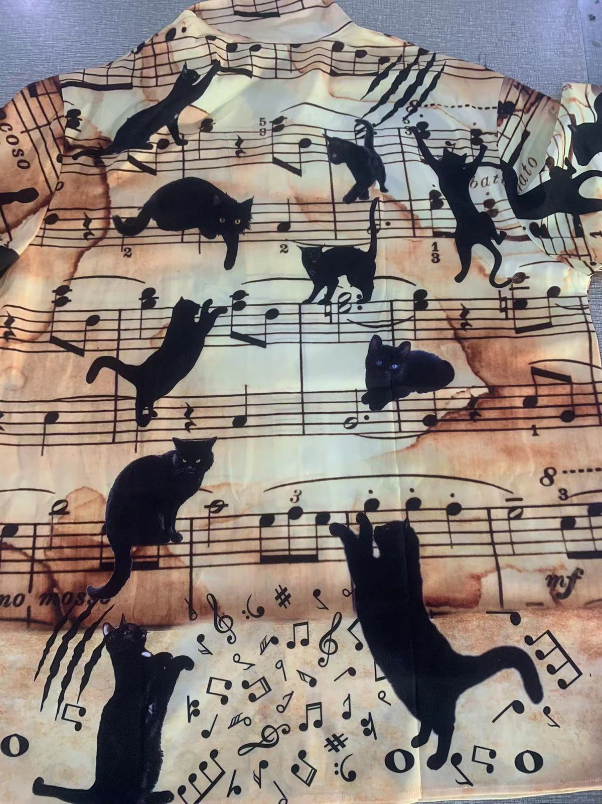 Black Cat Love Music Note - Hawaiian Shirt - Reefox