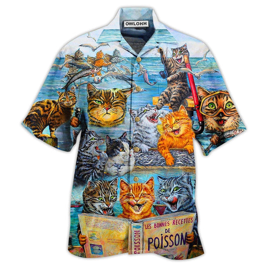 Hawaiian Shirt / Adults / S Cat Taught Man To Fish And Bring It To Them - Hawaiian Shirt - Reefox