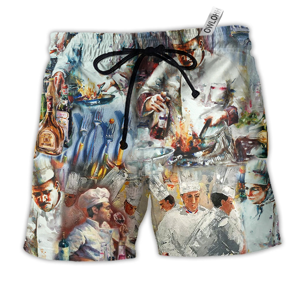 Beach Short / Adults / S Chef Are Made To Make Magic With Knives And Fire - Beach Short Reefox - Owls Matrix LTD