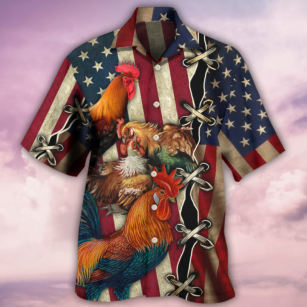 Chicken Celebrating Independence Day - Hawaiian Shirt - Reefox