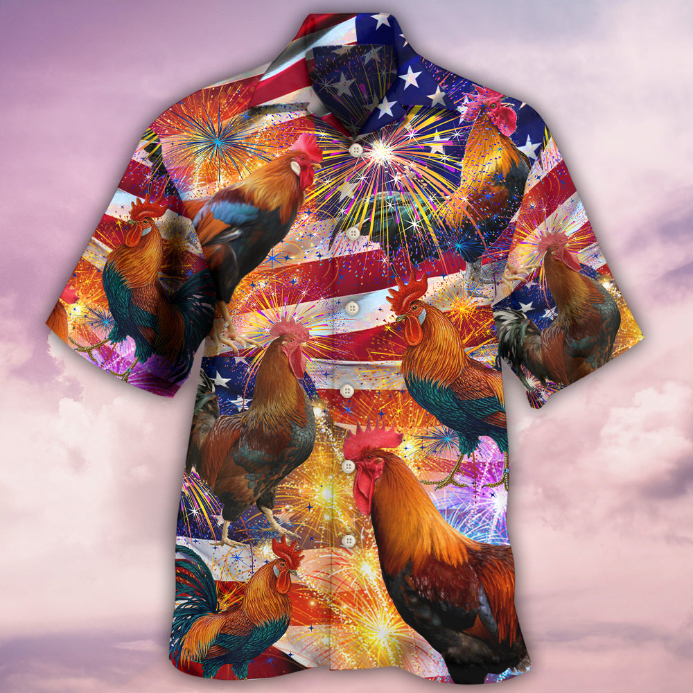 Chicken America Celebrating Independence Day - Hawaiian Shirt - Reefox