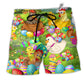 Beach Short / Adults / S Chicken In Farm Easter Eggs - Beach Short Reefox - Owls Matrix LTD